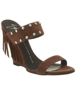 Best Sale ⭐ Giuseppe Zanotti Whitney Suede Fringe Wedge 🩴 Sandal for 👩 women 🧨